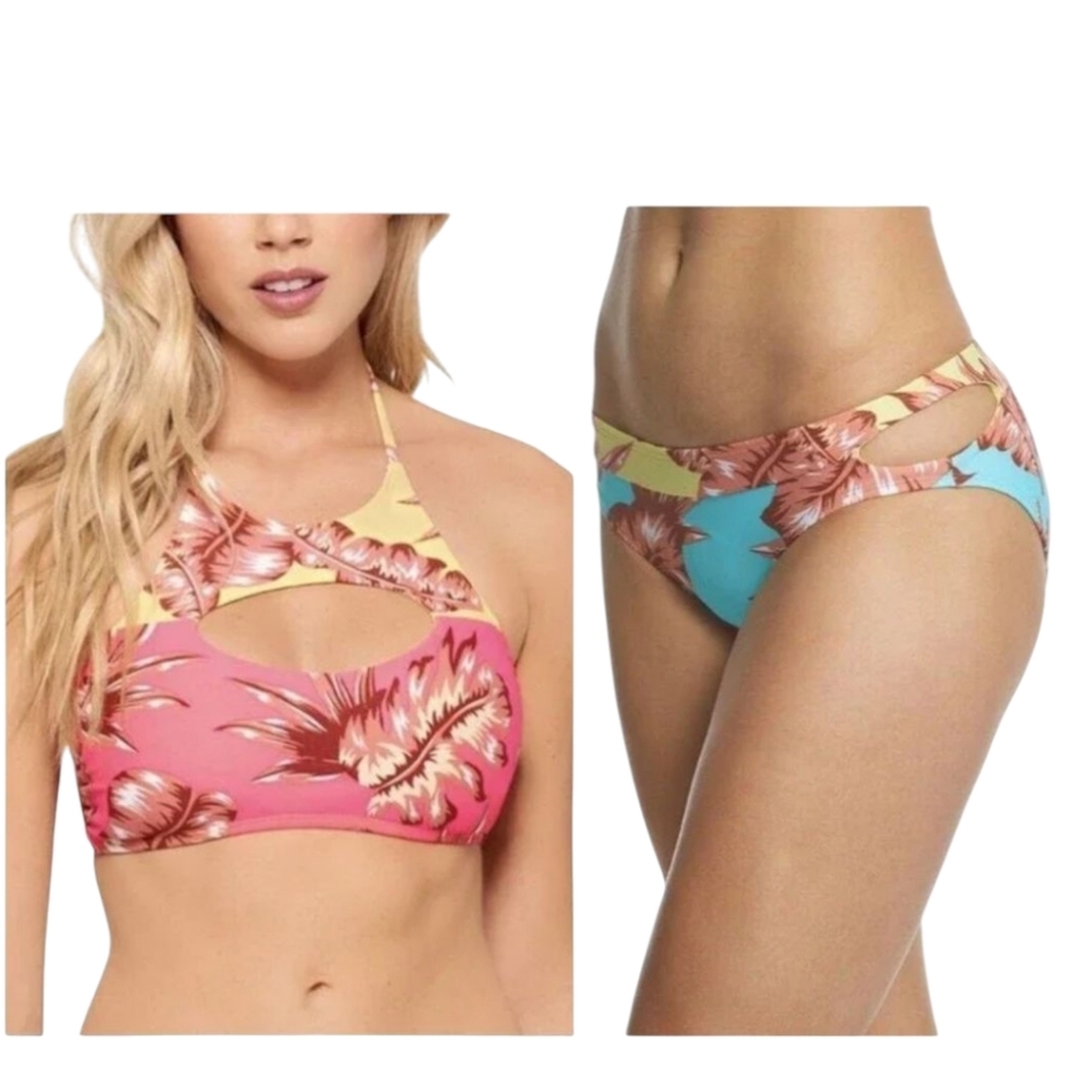 Ninety Nine Womens Medium Two Piece Tropical Bikini Swim Suit New w/Tags